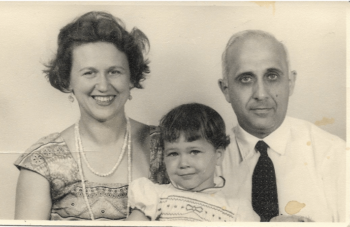 Hossein Rabbani, brother of Shoghi Effendi  with his wife Gerda and daughter Zia, 1958